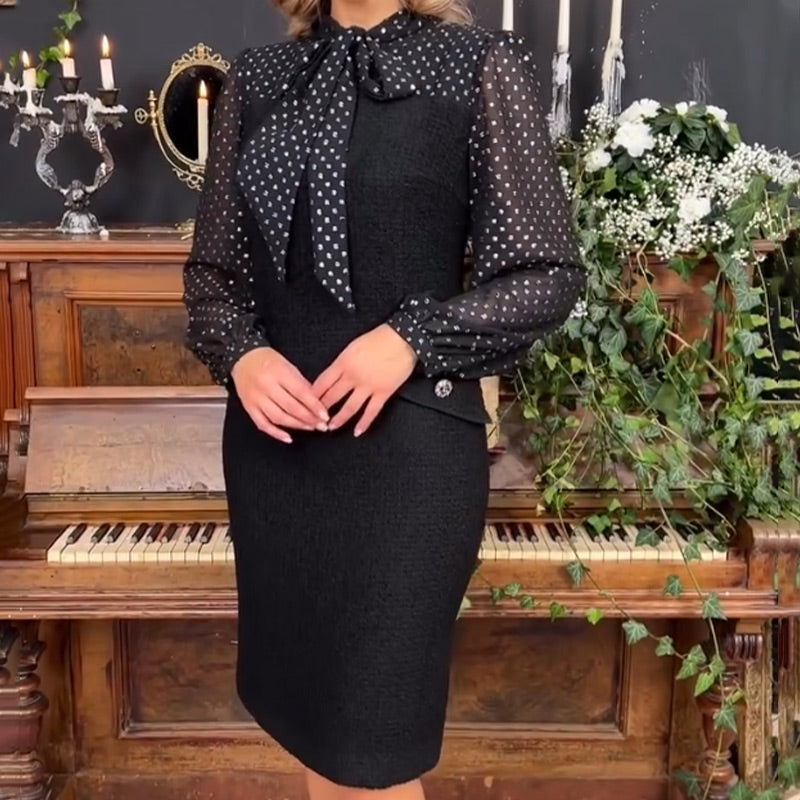 Sukienka damska z kokardą przy szyi