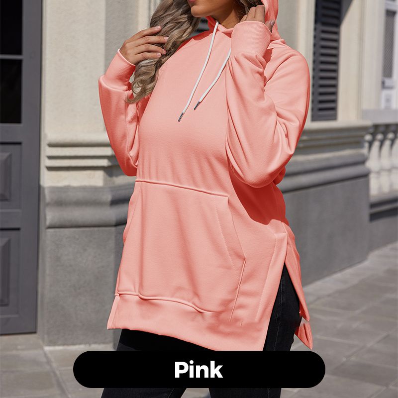 Women's Casual Loose Split Hoodie with Front Pocket
