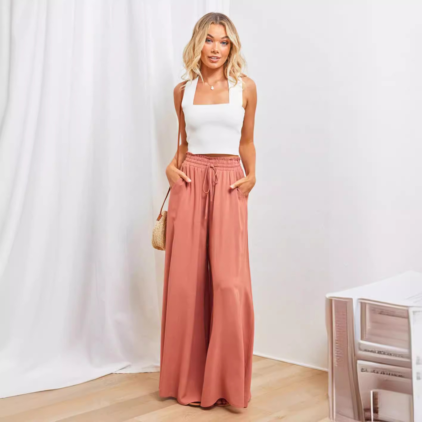 Printed wide leg trousers
