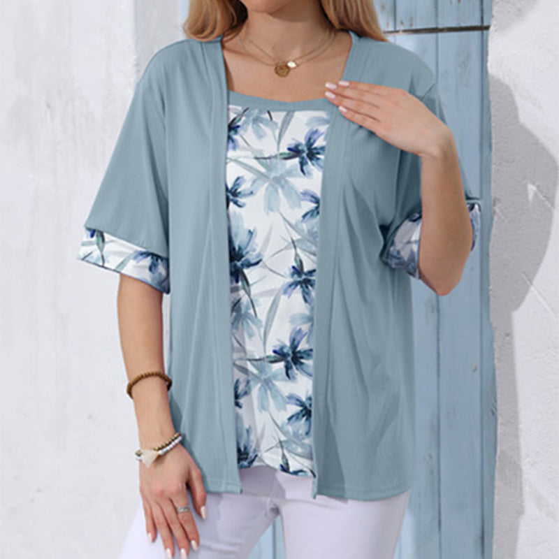 Dwuczęściowy zestaw z topem w kwiaty