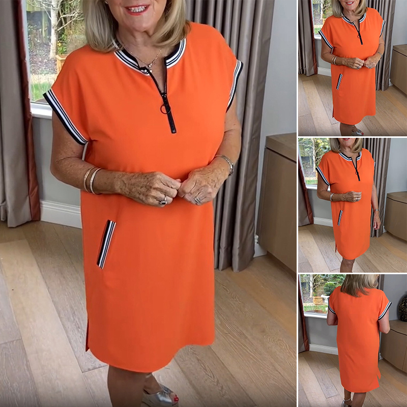 Spódnica dresowa w kontrastowym kolorze, zapinana na suwak