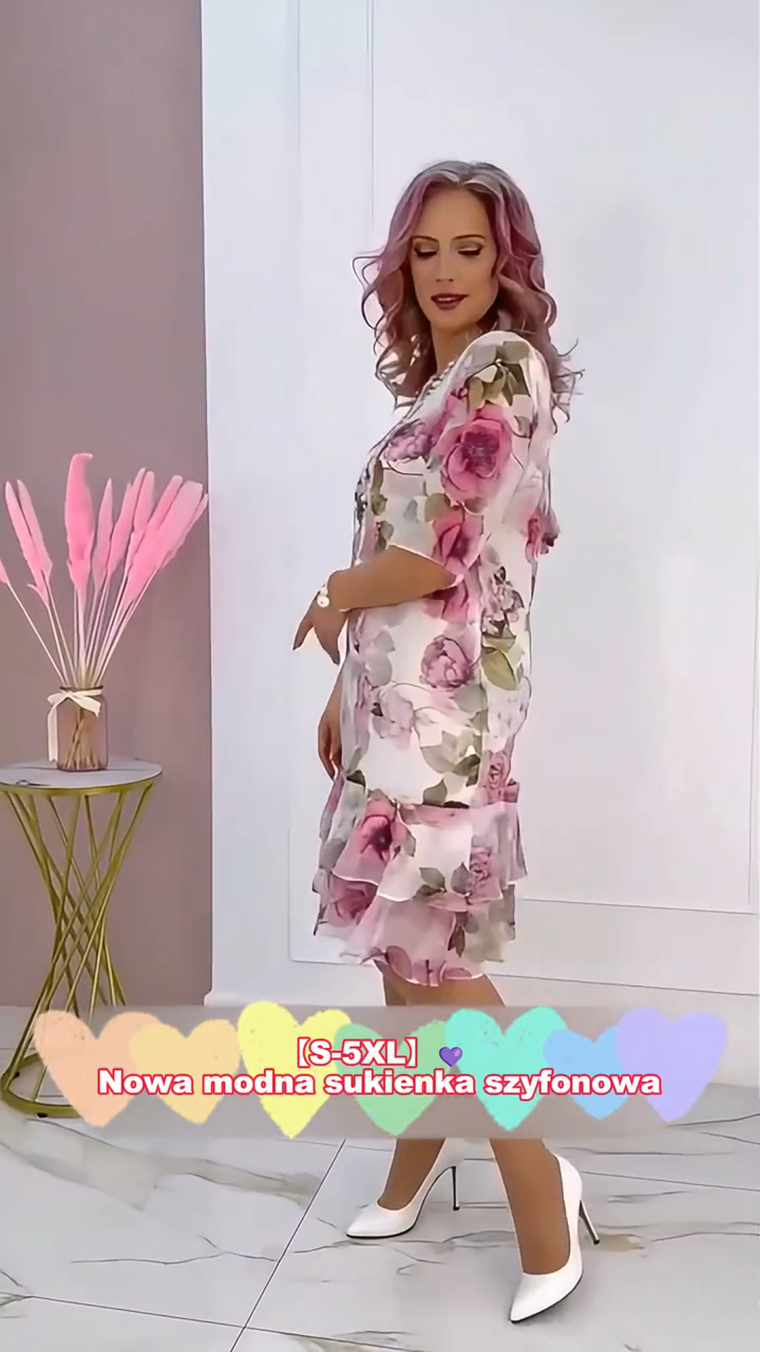 Pink ruffled layered dress