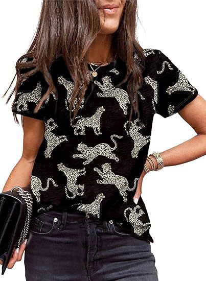 Women's Casual Polka Dot Leopard Floral Print Top