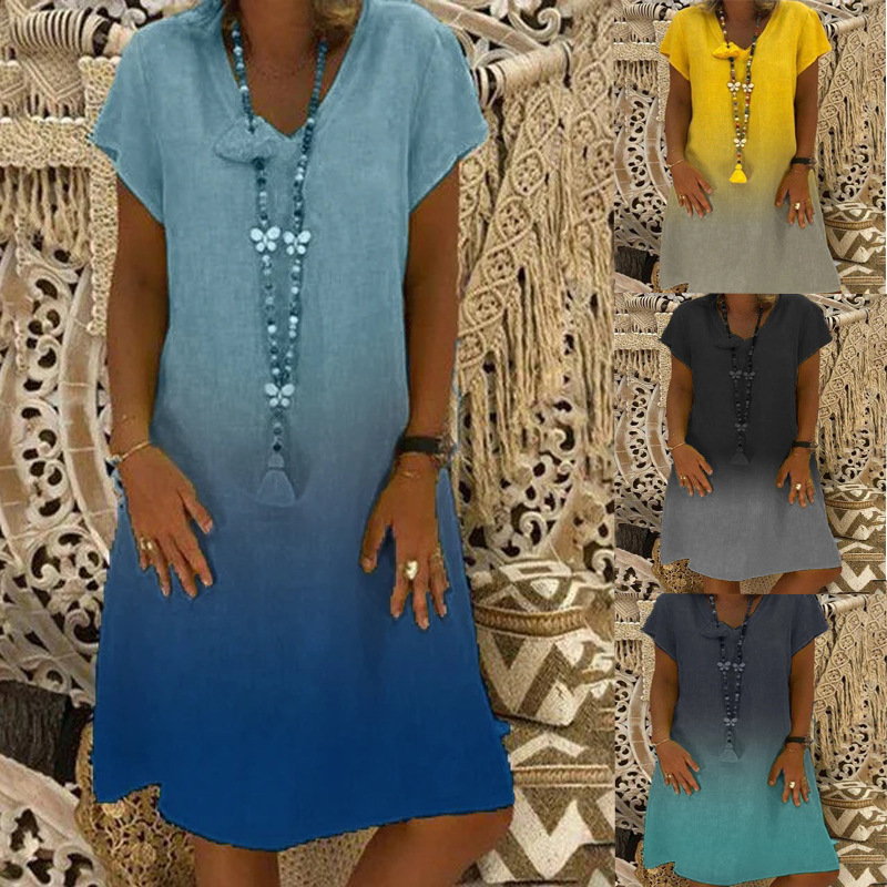 Nem formális ruha rövid ujjakkal és V-nyakkal
