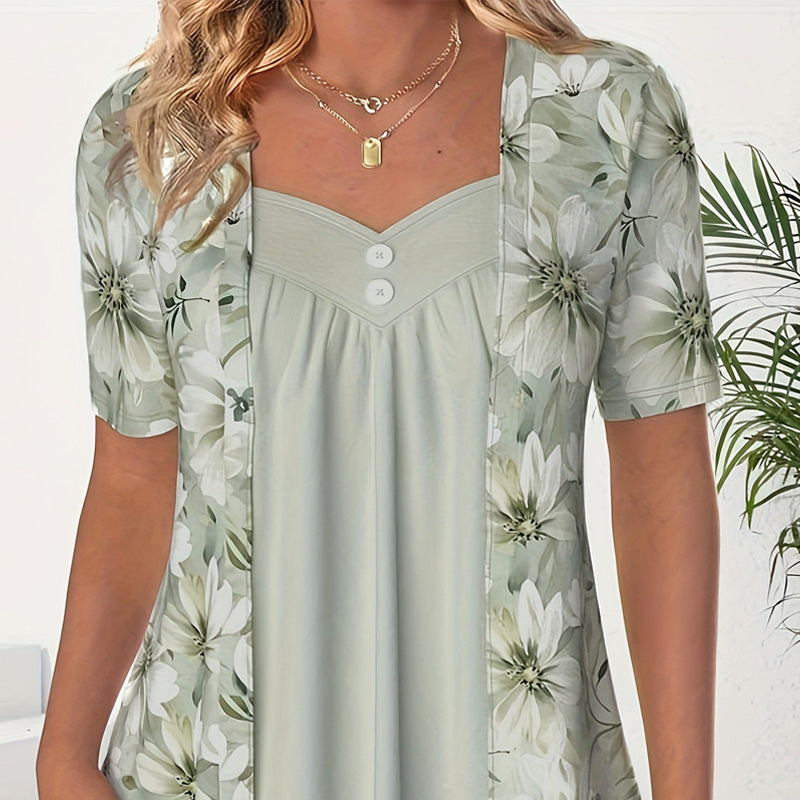 Nieregularny kwiatowy top do kobiet