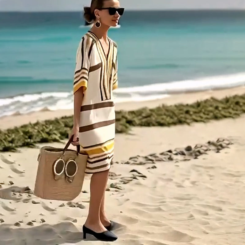 ✨Sukienka damska V-neck w paski