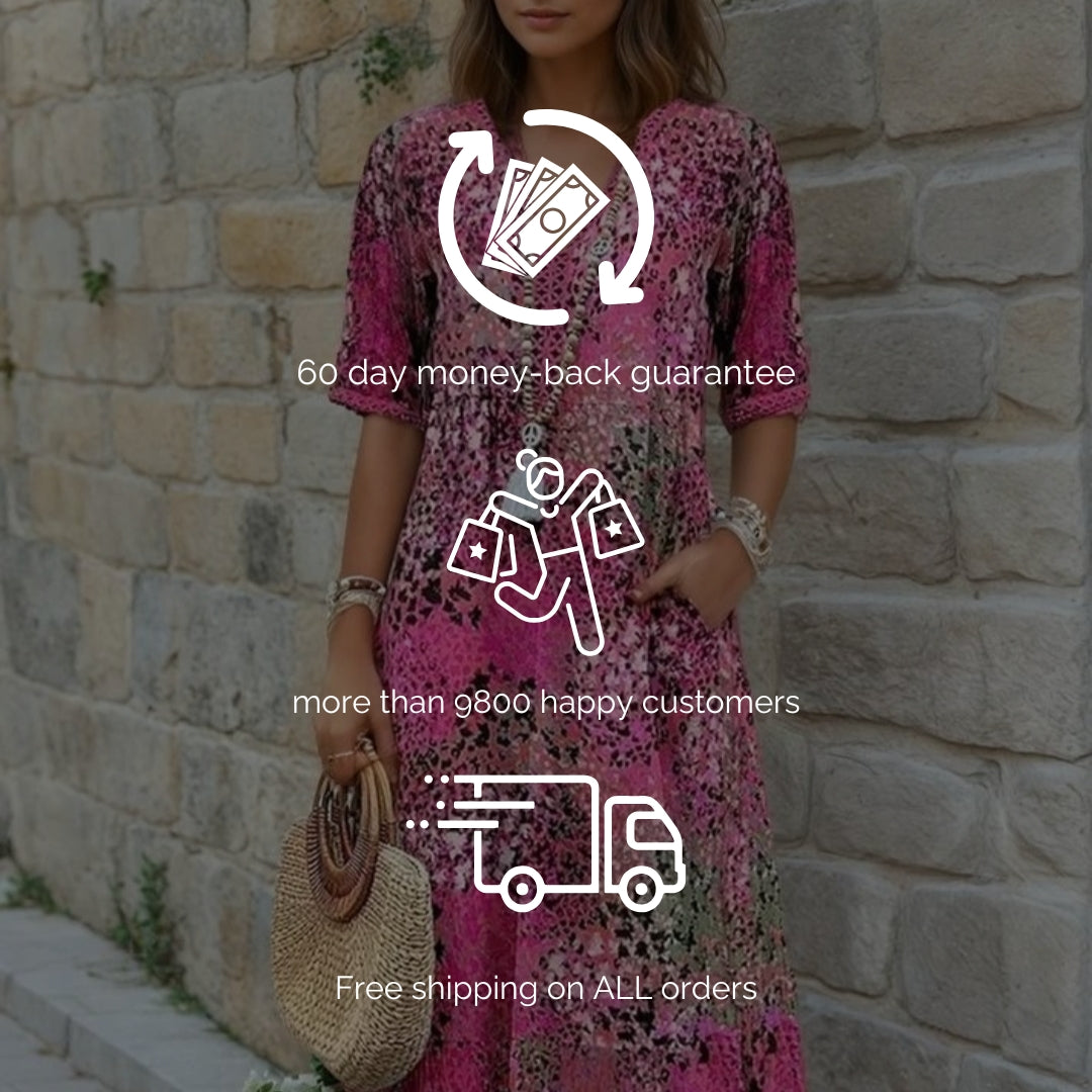 ️Jasna sukienka średniej długości z nadrukiem w panterkę