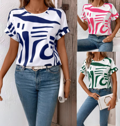 Casualowa koszulka damska z krótkim rękawem