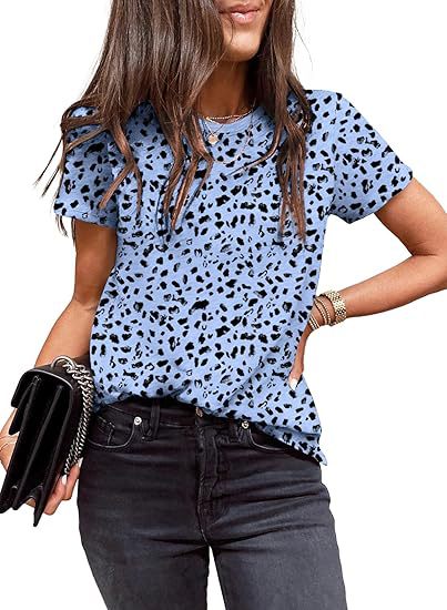 Women's Casual Polka Dot Leopard Floral Print Top