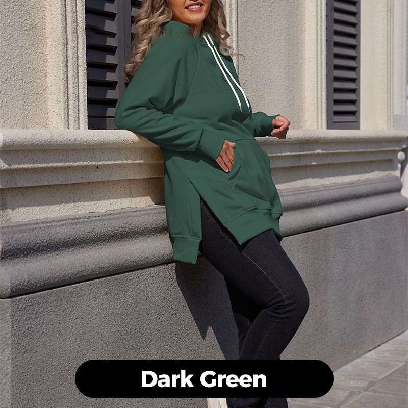 Women's Casual Loose Split Hoodie with Front Pocket