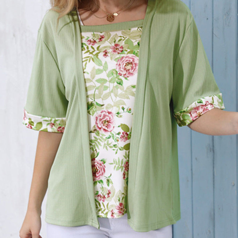 Dwuczęściowy zestaw z topem w kwiaty