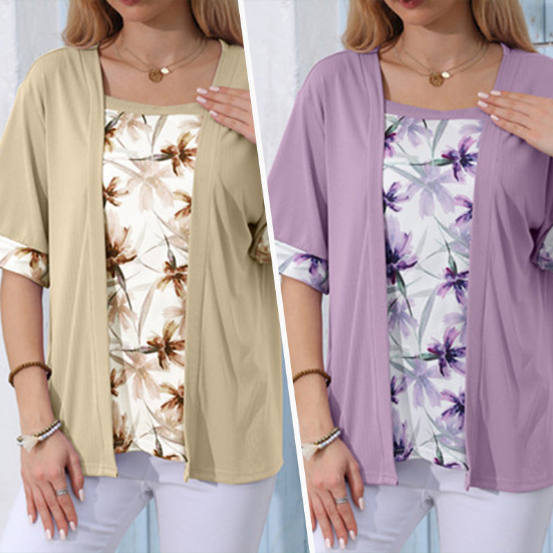 Dwuczęściowy zestaw z topem w kwiaty