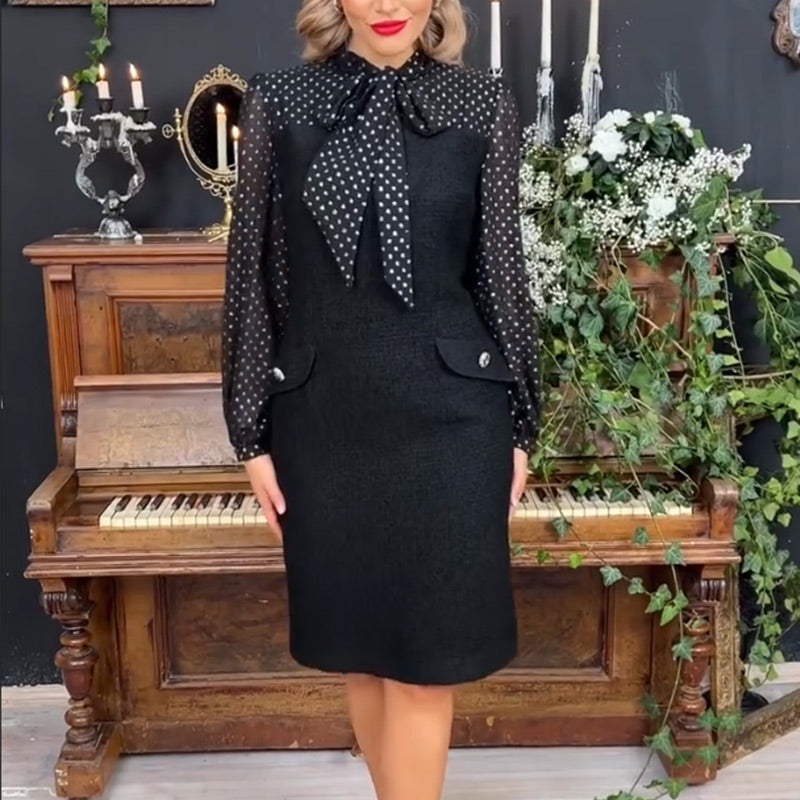 Sukienka damska z kokardą przy szyi